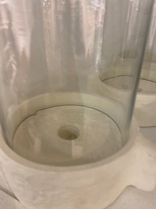 Kandelaar wit met glas ‘Pomax’