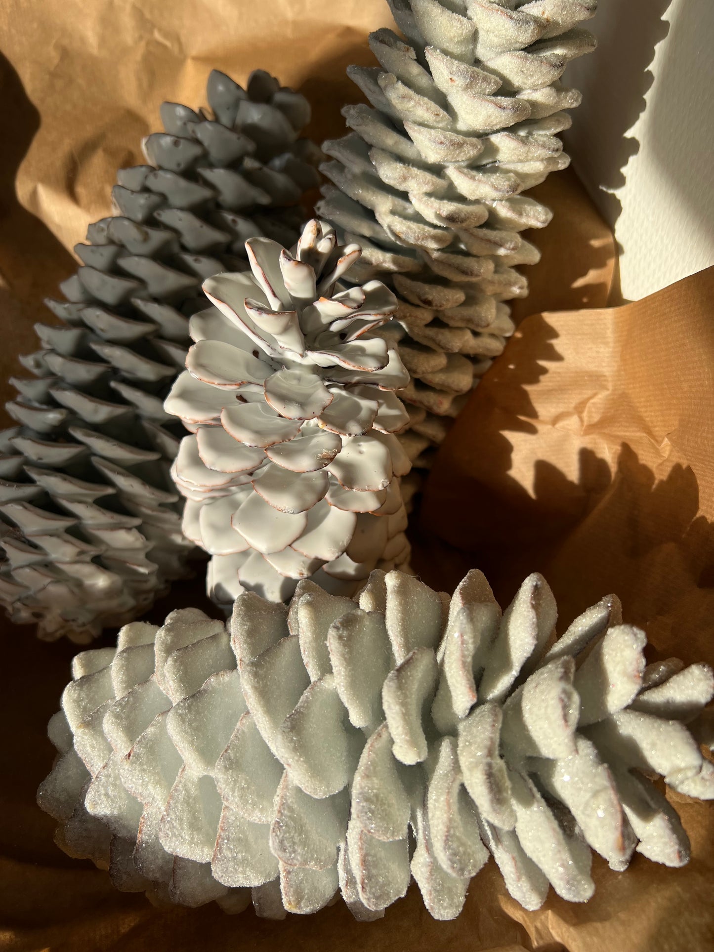 Kerst // dennenappels wit XXL