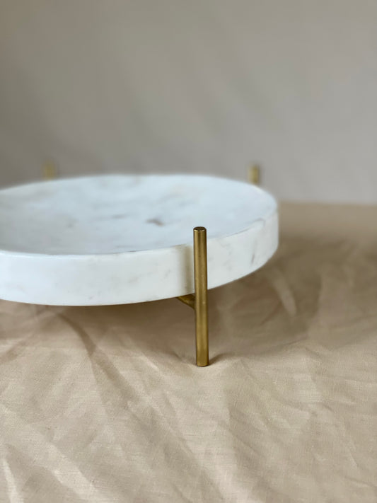 Marmer presentatie schaal met voet