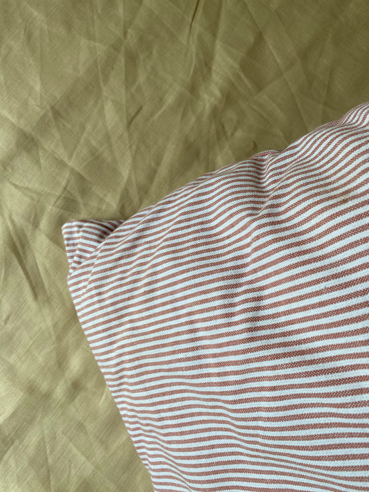 Kussen dunne streep rood(terra)/ wit