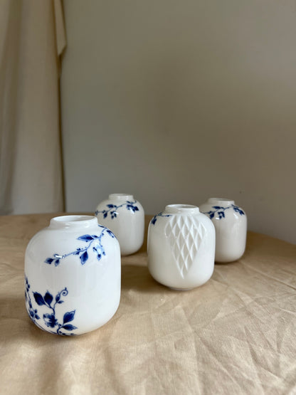 Heinen Delfts blauw // 4 vaasjes